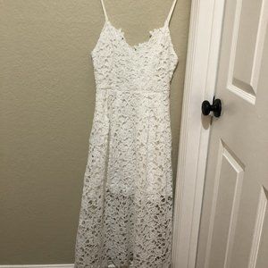 White lace midi dress